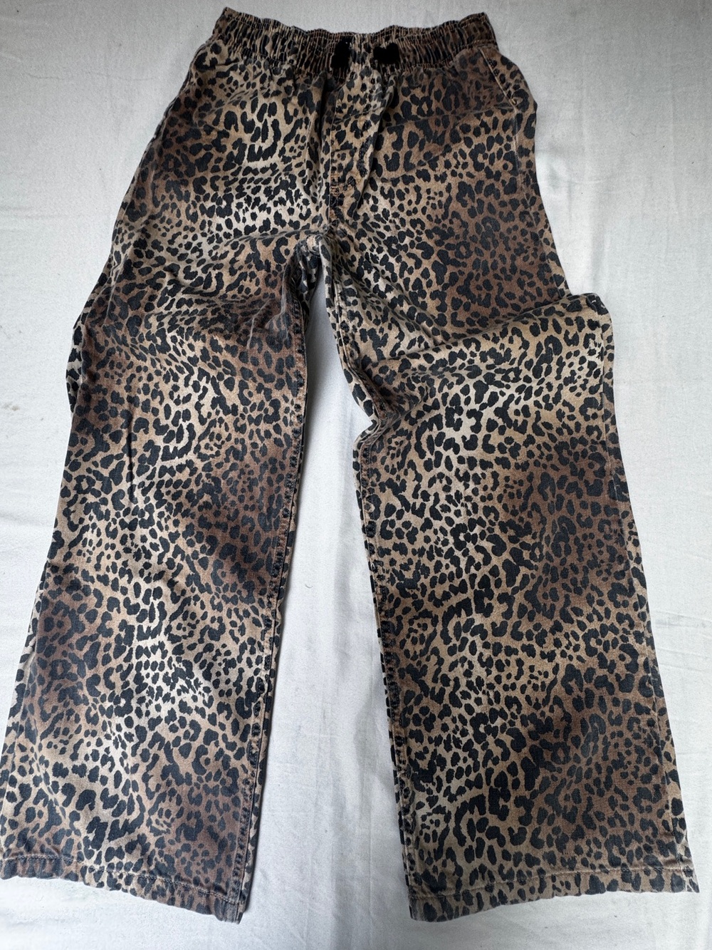 GAP Skater grunge Leopard Print Wide-Leg pull on jeans girls size 14